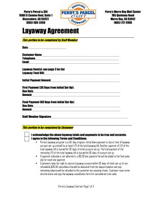 LAYAWAY TERMS 